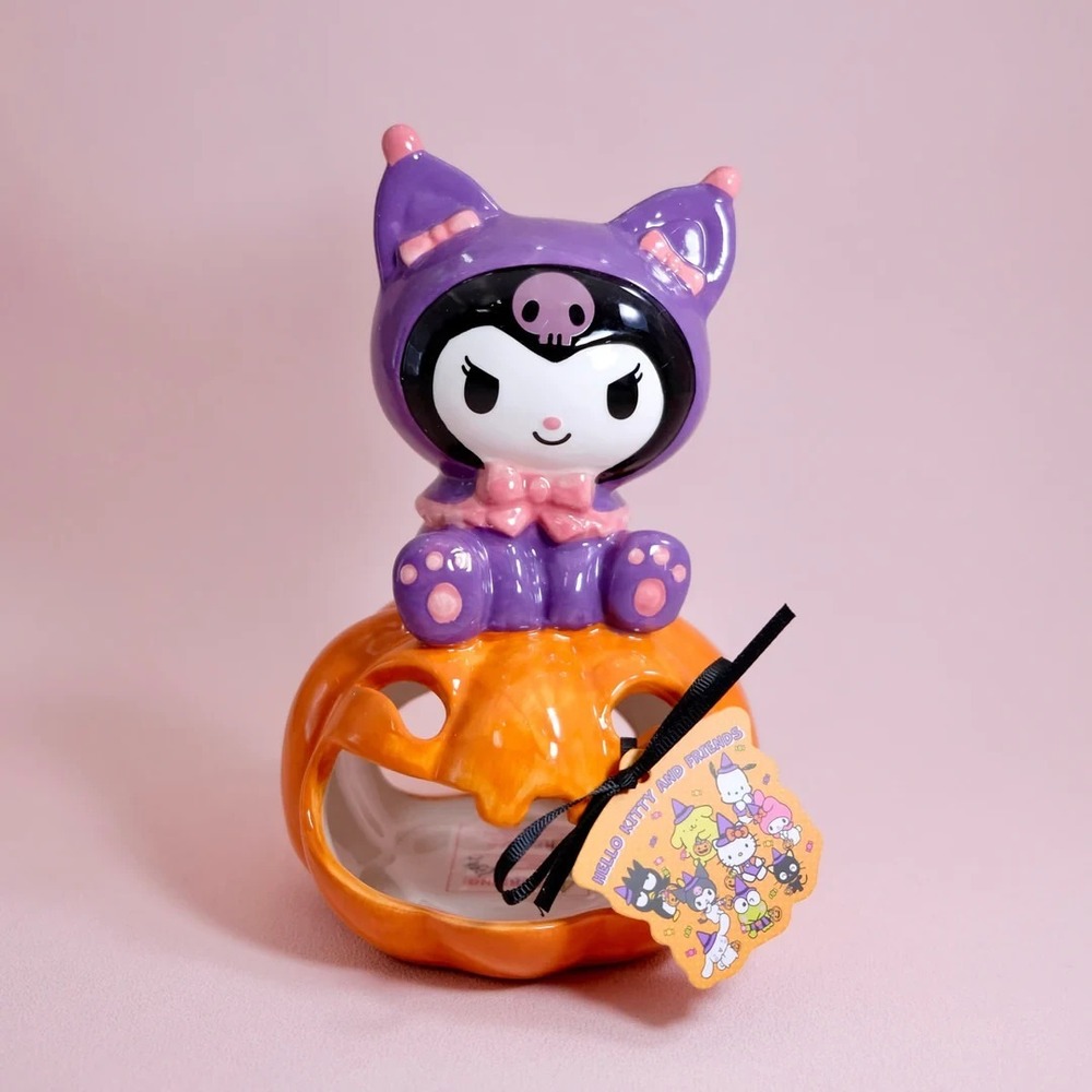 Blue Sky Sanrio Kuromi Halloween Pumpkin Ceramic Tealight Candle Holder